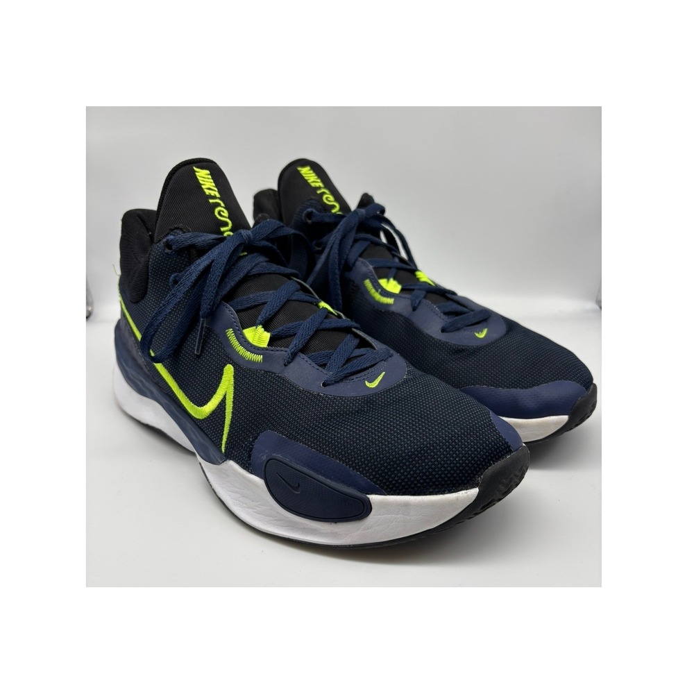 Nike Renew Elevate 3 Mens 13 Navy Volt Basketball Shoes DD9304-005 Mid Top